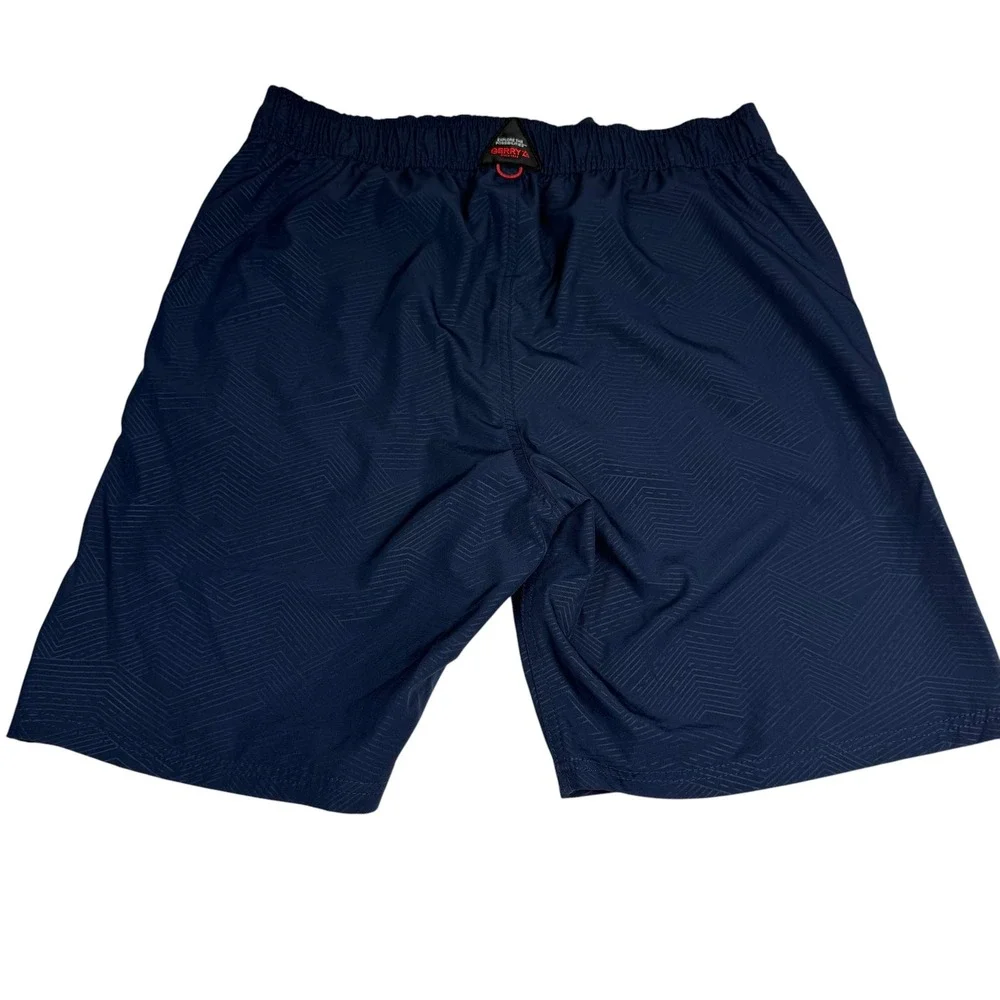Gerry Mens Hybrid Swim Shorts Navy Blue Geometric Pattern‎ Size Medium 1665513